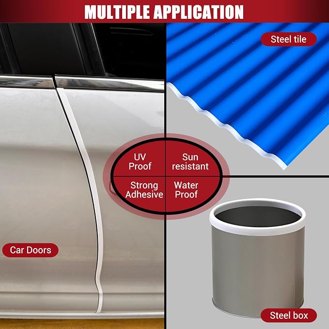 Rubber Edge Trim, Flexible Baby Proof Edge Trims for Sharp Edges, 1/16" U Channel Edge Protector, Self Adhesive Edge Guards for Car Doors and Sheet Metal Parts, 20Ft, White Color, Silicone Material