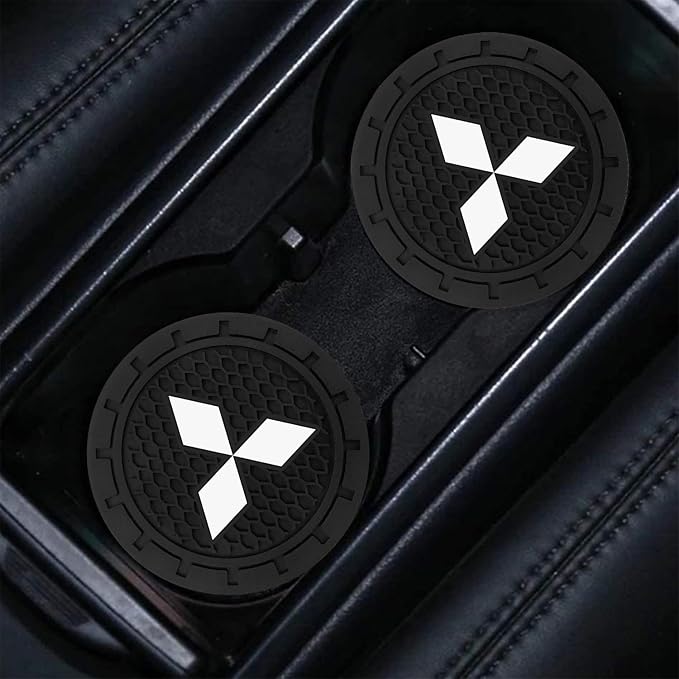 Car Cup Holder Coaster for Mitsubishi Universal Non-Slip Cup Holder Insert Coaster Car Interior Accessories,Black 2PCS