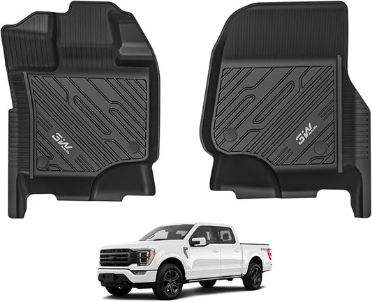 3W Floor Mats for Ford F-150 2015-2026 | F150 Lightning 2022-2025 SuperCrew & Super Cab Carpet Floor, TPE All Weather Custom Fit Car Accessories 1st Only Car Liners Black (Not Fit for Vinyl Floor)