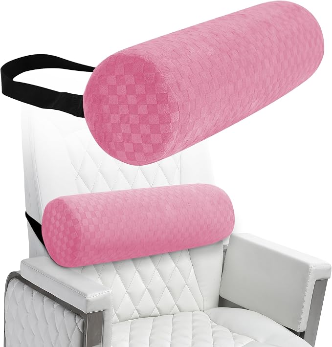 Lumbar Roll Pillow for Lower Back Support, Foam Cushion,Pink, 15 * 4.3'' | Removable Pillowcase, Upgraded Adjustable Strap, Suitable for Office, Chair, Car, Seat Pain Relief & Improving Posture