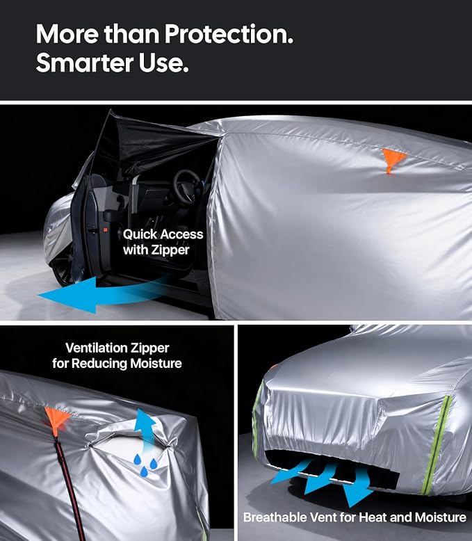 Wigoo Mercedes-Benz GLC-Class Car Cover Accessories 2016-2026, Custom Fit SUV Cover, All-Weather Outdoor Protection, Windproof Straps, UV Rain Dust Protection, Paint-Safe Lining, Door Zipper
