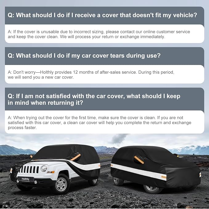 10 Layers SUV Car Cover Custom Fit for Jeep Patriot (2006-2017), Waterproof All Weather for Automobiles, Outdoor Full Cover Sun Dust Rain Protection with Cotton. Black