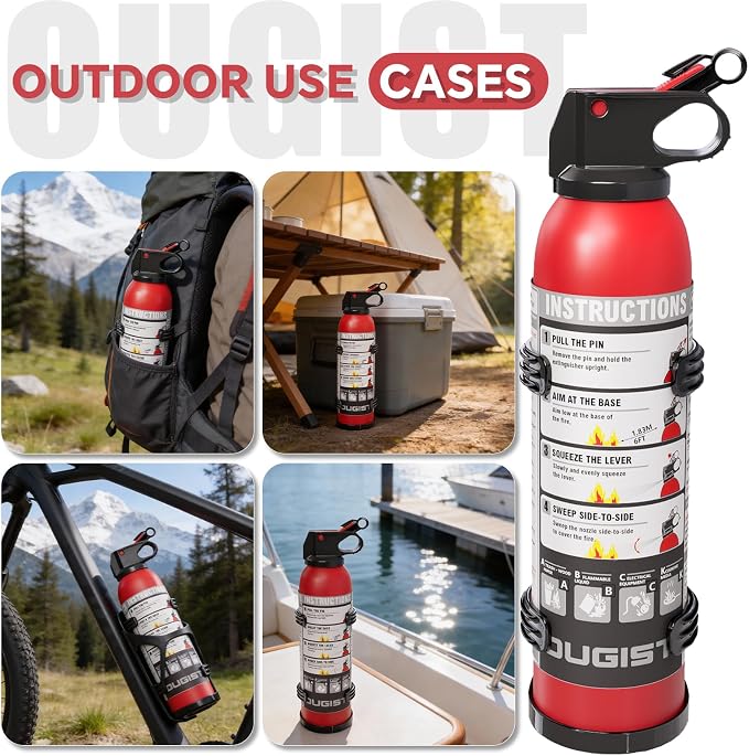 Small Fire Extinguisher for Home & Car – (2-Pack, 1.32lb Each) Portable ABC Chemical Powder Fire Extinguishing Spray | For Kitchen Grease, Electrical, Vehicle & Garage Fires, Easy to Use
