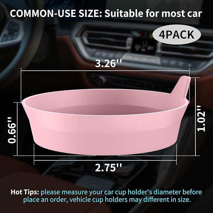 ME.FAN Car Cup Holder Coasters [4 Pack] Silicone Cups Mats, Automotive Universal Non-Slip Recessed Interior Accessories Dusty Rose