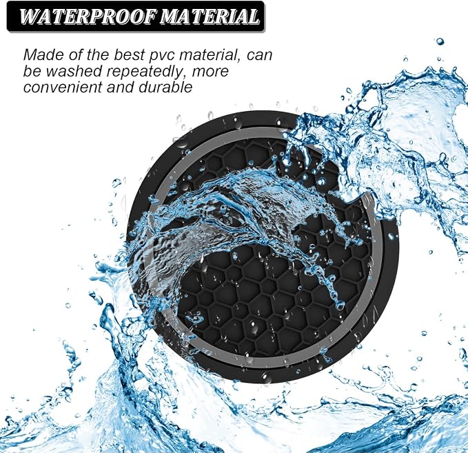 Mandark 4PCS Car Cup Holder Coasters, 2.75 Inch Non-Slip Insert Water Bottle Holder Pads, Dustproof Automotive Interior Accessories Mat, Universal for Vehicles, Trucks, RVs and More（Black/Gray）