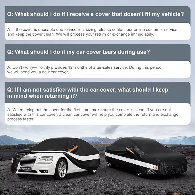 10 Layers Car Cover Custom Fit for Chrysler 300 (2004-2023), Waterproof All Weather for Automobiles, Outdoor Full Cover Sun Dust Rain Protection with Cotton. Black