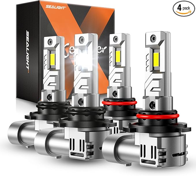 SEALIGHT 9005 9006 Fog Bulbs, 90000LM 1000% Brightness HB3 HB4 Light Bulbs, 6500K Cool White with 18000RPM Fan, Plug and Play ATV/UTV, 12-Year Extended Lifespan IP68 Waterproof, Pack of 4