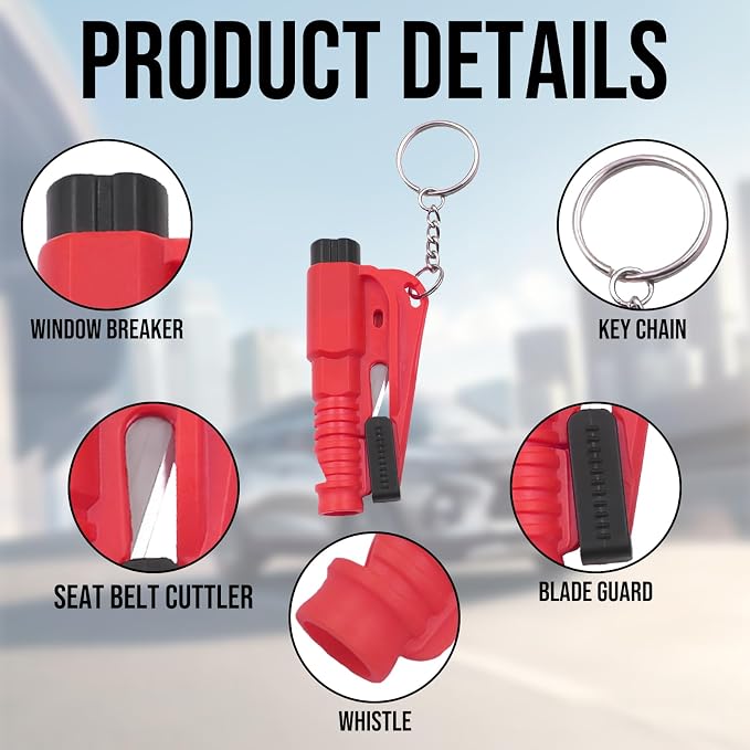 16 Pcs Car Window Breaker Seatbelt Cutter- 3 in 1 Glass Breaker Portable Emergency Escape Tools to All Car Applicable Accessories