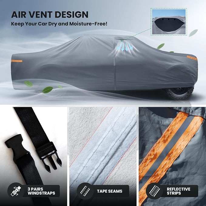 Chevrolet Silverado 2500HD Truck Cover Custom Fit 2020-2026 Crew Cab Short Bed(6.8') with Door Zipper, 10 Layers Outdoor Heavy Pickup Truck Cover Waterproof All Weather, Wind Sun Protector.