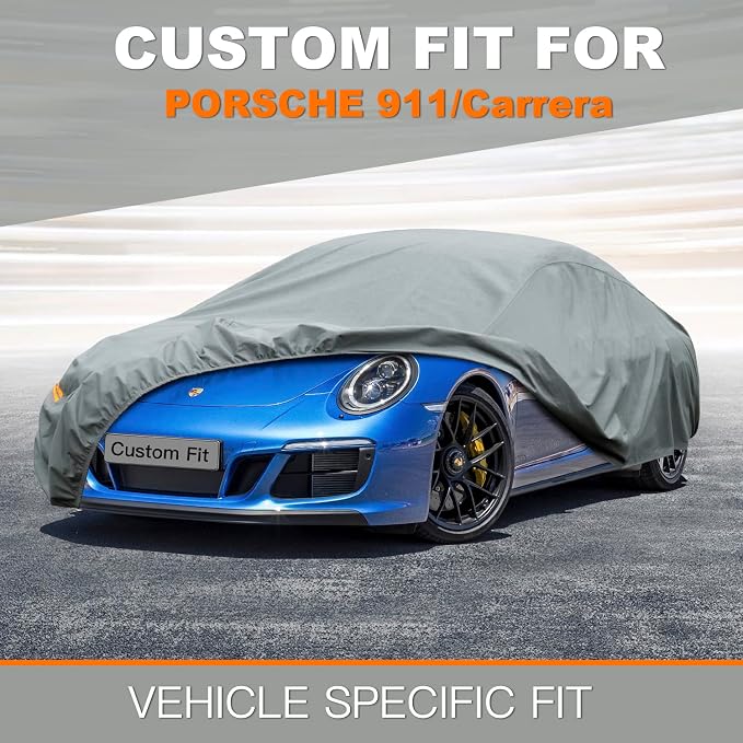 Kayme Heavy Duty Car Cover Custom Fit Porsche 911 991 992 997 996 Carrera S 4S GTS Coupe Convertible Targa, Waterproof All Weather for Automobiles, Full Exterior Covers Sun Rain UV Protection.
