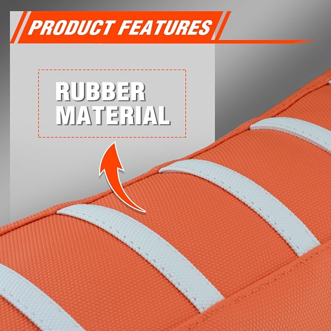 Dirt Bike Seat Cover - White Stripe Universial Seat Cover for Dirt Bike - Motorcycle Motorcross Enduro Seat Covers (Orange)