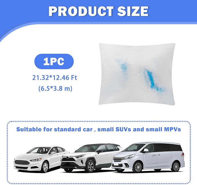 Plastic Car Cover with Elastic Cord,21.32x12.46 Ft Car Covers for Automobiles to Isolate from Dust/Rain,Clear Vehicle Accessories Disposable Cars Covers Fit Cars & Small SUVs