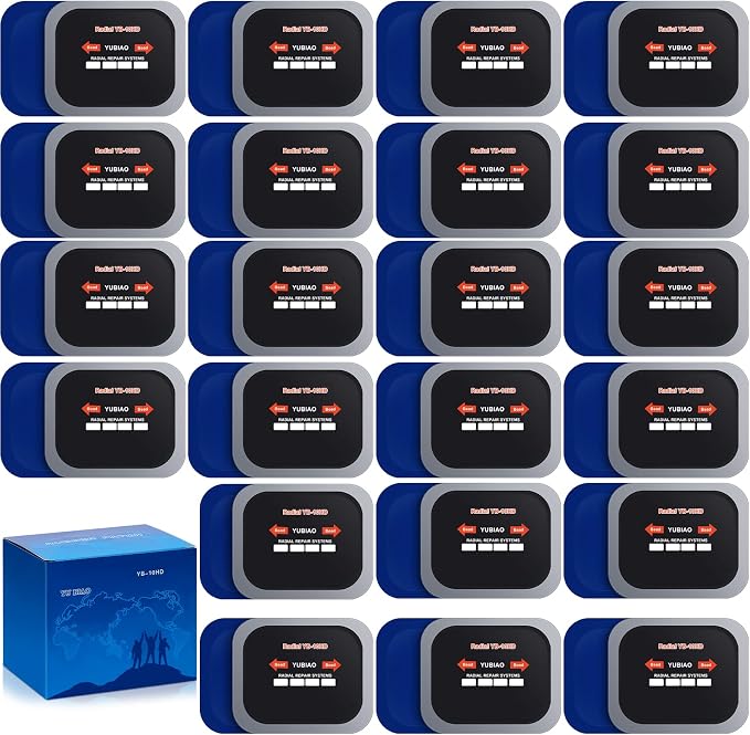 Tallew 60 Pcs Tire Patch Heavy Duty Rubber Patches Radial Repair Patch Tube and Tire Plug Kit Emergency Repair Tool for Puncture Car Truck Bus Tractor Vehicle (2.56 x 3.15 Inch)