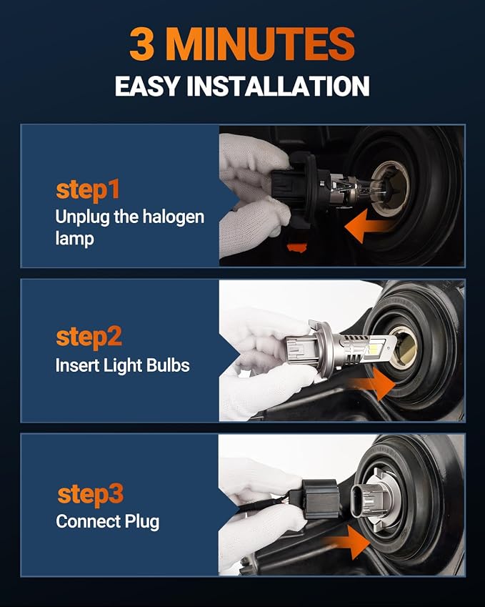 SEALIGHT H13 Bulbs with 6500K White Light,40000LM Super Bright, 1:1Mini Design Fog Light Bulbs,3 Mins Plug-N-Play, Pack of 2 H13 Bulbs