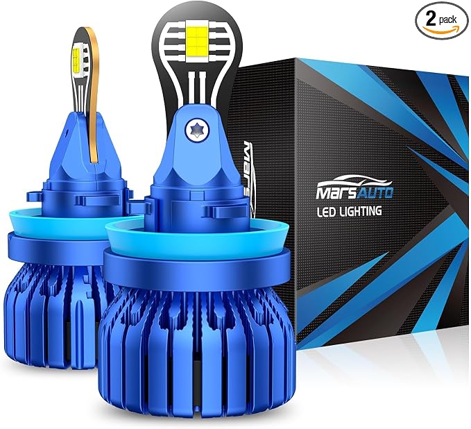 Marsauto H11 - High Performance Halogen Headlight Bulb, High Beam, Low Beam and Fog Replacement Bulb, Brightest Down Road with Whiter Light, Tri-Band Technology (Contains 2 Bulbs)