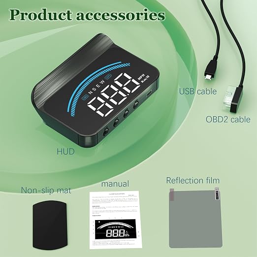 AZIJYV Heads Up Display for Cars M11,Universal OBD+GPS Digital Speedometer Dual System 3.5 Inches HUD with Speed,Water Temperature,Driving Mileage,Overspeed Alarm,Suitable for All Cars