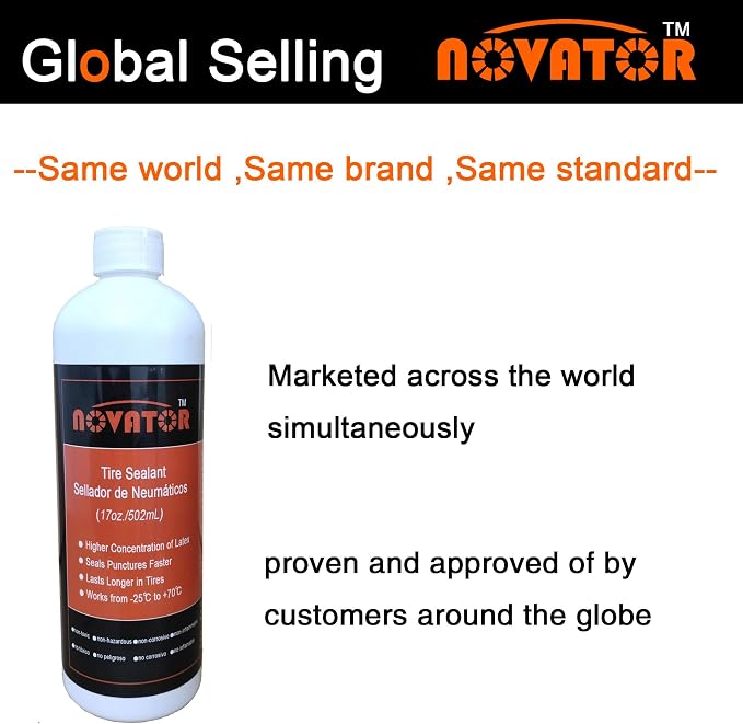 NOVATOR Endurance Bike Tire Sealant for Tubeless, Tubulars, Tubes, Seals Faster, Lasts Longer, Micro-Fiber for MTB, Road, Gravel Bicycle Tires