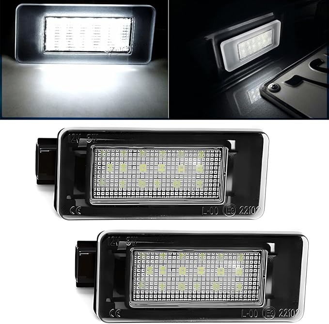HZEL Car LED License Plate Light, 2PCS Vehicle Rear Tag Lamp Assembly, Automotive Tail Xenon Tag Lighting Kit Replacement Accessories Compatible with Altima Sentra Rogue Versa