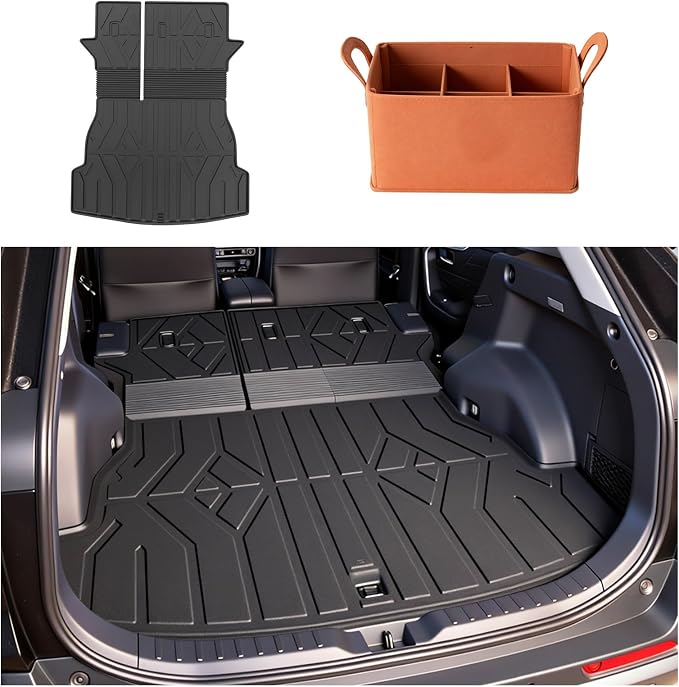 PROSHEVE Cargo Mat for Toyota RAV4 2019-2025 (Including Hybrid), Custom Fit TPE Trunk Liner with Seat Back Protector, All Weather Waterproof Anti-Slip Durable Odorless Easy Clean Cargo Mat for Pet