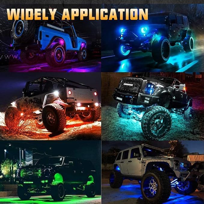SUNPIE Rock Lights, 12 Pods RGB LED Rock Lights Underglow kit with APP/Remote Control & Music Mode, Waterproof Underglow Light kit for Car Jeep ATV UTV SUV Pickup Off Road RZR