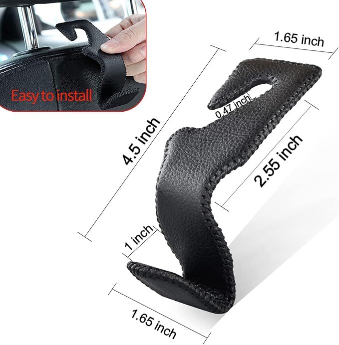 yicheyiyou Car Hooks Universal Car Vehicle Back Seat Headrest Hanger Holder Hook Microfiber Leather & Stainless Steel for Bag Purse Cloth Drink Grocery (Black)