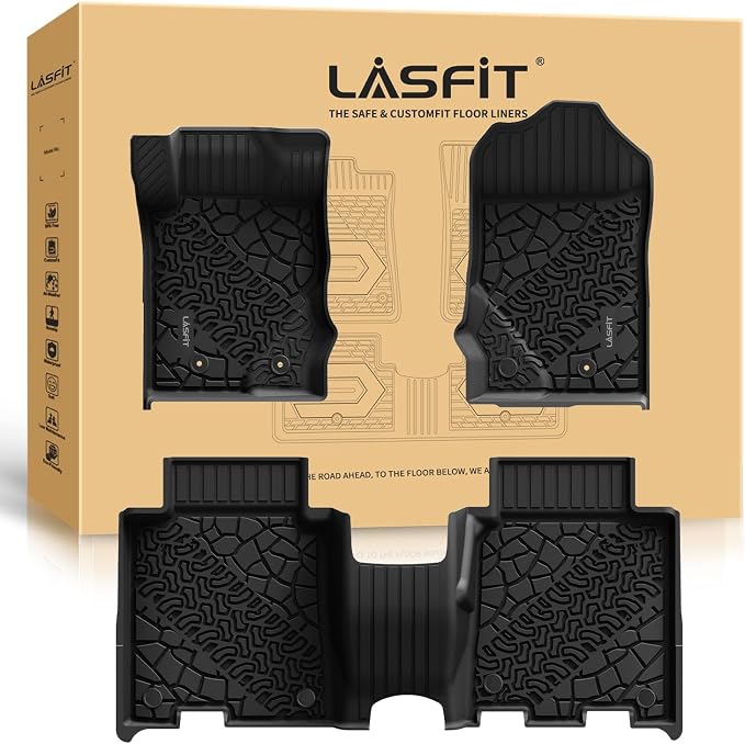 LASFIT Floor Mats for 2021-2026 Ford Bronco 4-Door Carpet Floor, All Weather TPE Protector Custom Fit SUV Floor Liners, Not Fit Bronco Sport or 2 Door