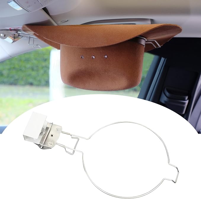 Car Visor Hat Holder for Cowboy Hats & Baseball Caps – Universal Sun Visor Hat Rack Organizer – Heavy-Duty Iron Mount Fits Cars, Trucks, SUV, Pickups – No Drilling, Space-Saving Design