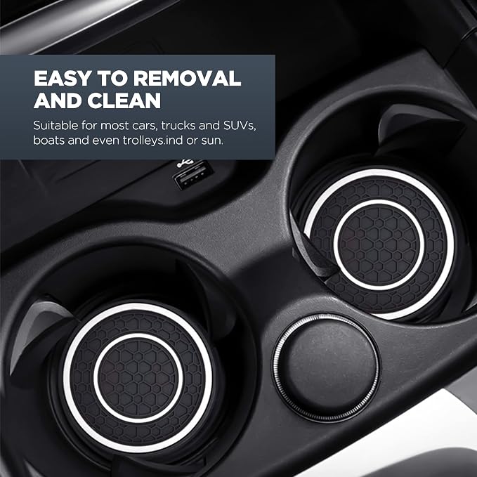 2 PCS Car Cup Holder Coaster,Car Coasters Cup Mats,2.75 Inch Universal Car Cup Coasters,Non-Slip Anti Dust Mats Cup Holder Insert Coaster, Suitable for Most Car Interior(White)