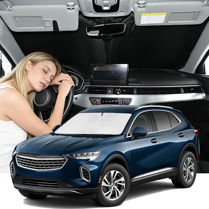 Windshield Sunshade for Buick Envision 2021-2026 Sun Shade 4 Layers | Car Windshield Accessories Upgrade Blocks UV Rays Custom Fit Envision 240T Car Window Shades Keep Cool Foldable