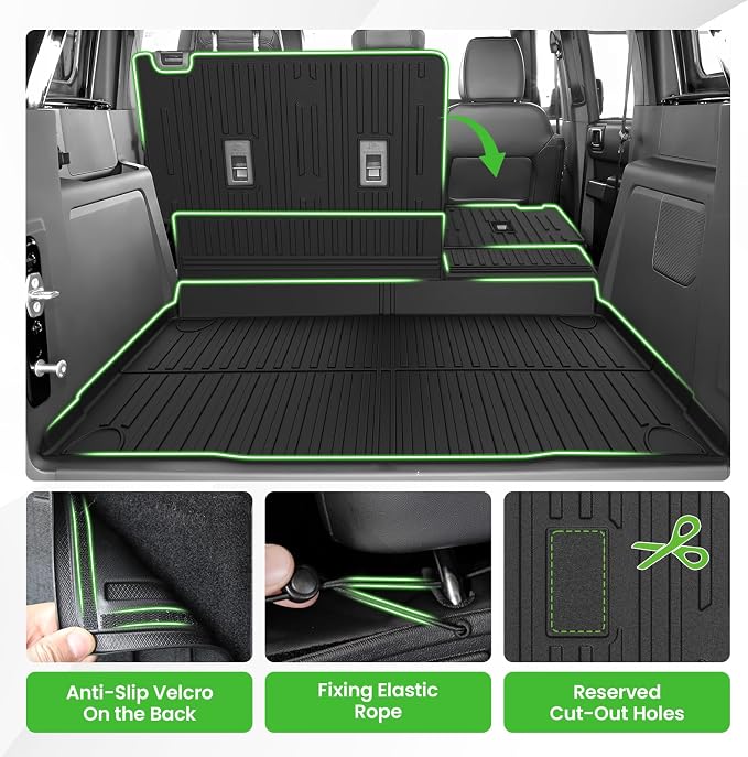 Cartist Cargo Liner for Ford Bronco (Only for 4 Door) 2021-2025 2026, All Weather Cargo Mats for Bronco Accessories, Heavy Duty TPE Trunk Mat, Car Accessories