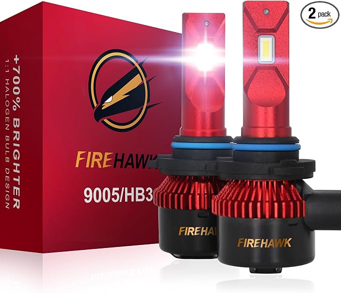 Firehawk 2026 New 9005/HB3/H10/9145 LED Bulbs 50000LM 700% Brighter 6000K Cool White Japanese Chips IP68 Waterproof Fog Light, Pack of 2