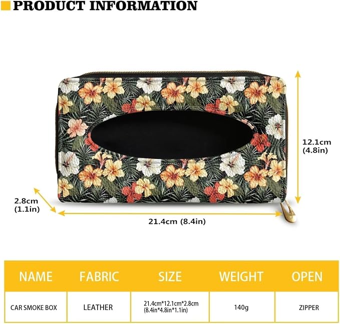 Colourful Flowers Car Visor Tissue Holder for SUV Sedans Vans Flowers Premium Car Tissue Box PU Leather Wear Proof Universal Fit