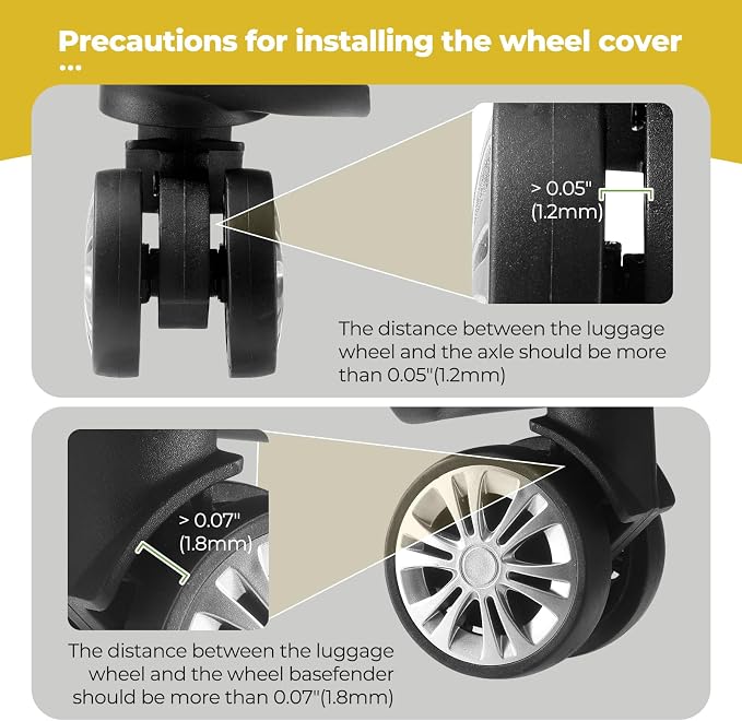 8Pcs Upgrade Luggage Wheel Covers, Travel Accessories (Yellow) | Wear-resistant & anti-noise silicone covers. Fits 2-2.4" wheels. Protects suitcase wheels. Travel essential for suitcases