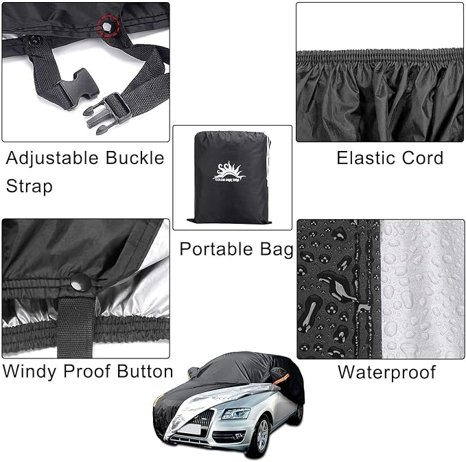 UV Protection SUV Car Cover Windproof Dustproof Scratch Resistant Outdoor Universal Full Car Covers for SUV L