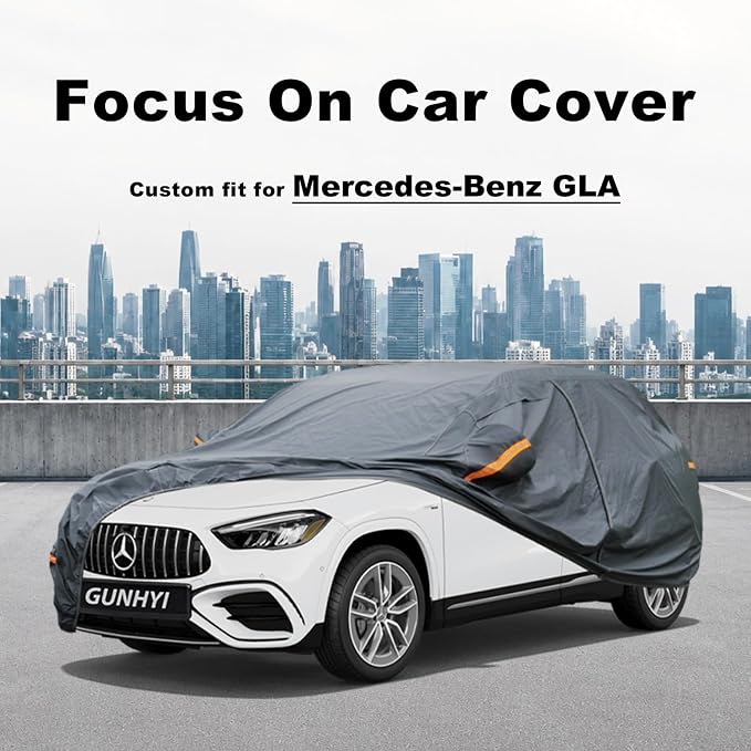 GUNHYI Premium Car Cover Custom Fit Mercedes-Benz GLA, 16 Layers Heavy Duty Car Cover Waterproof All Weather with Zipper Door for Sun Rain Snow Dust Uv Protection