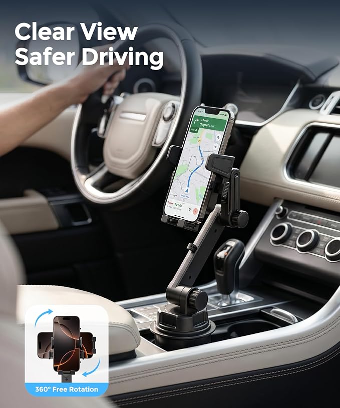 Cup Holder Phone Mount for Car,Adjustable Cup Mount Fits 4-7.2"Smartphones | Cup Holder Phone Mount for Car,Adjustable Cup Base 2.55"-3.66",Fits 4-7.2" iPhone & Android Phones,Stable for Cars SUV Trucks