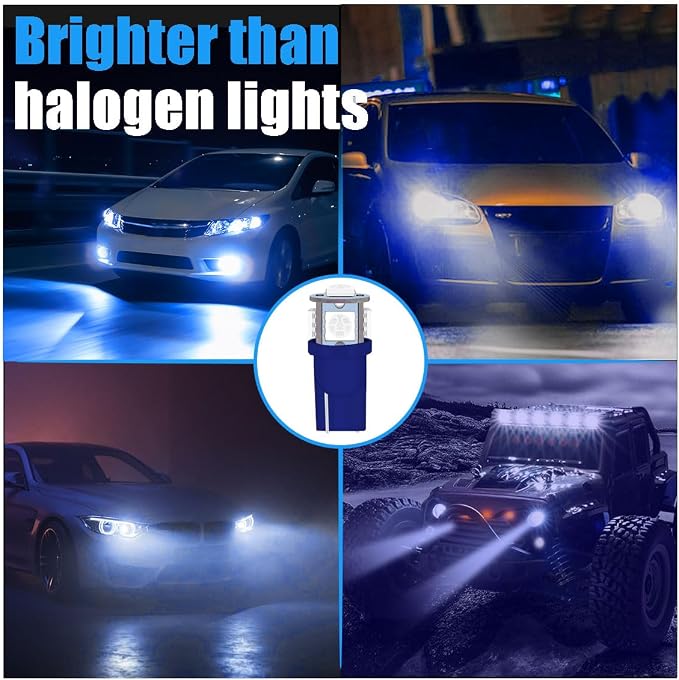 smilfuy 2PCS T10 194 LED Bulbs Tag Lights for License Plate, 6000K Blue | Wedge 168 T10 2825 5SMD 5050 Chips LED Bulb, 12V Bulb Replacement for Car Interior Dome Map Door Courtesy License Plate Light