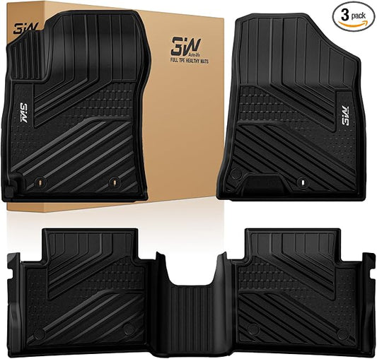 3W Floor Mats Fit Hyundai Kona 2024-2026 (Gas Models Only),TPE All Weather Custom Fit Car Floor Liners 1st & 2nd Car Accessories, Black (Not for EV/Hybrid)