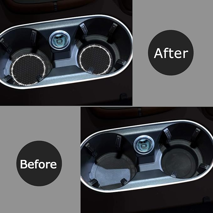 4PCS Bling Coasters, Crystal Car Cup Coaster, Rhinestone Universal Vehicle Anti Slip Coaster, Suitable for Most Car Interior, Black