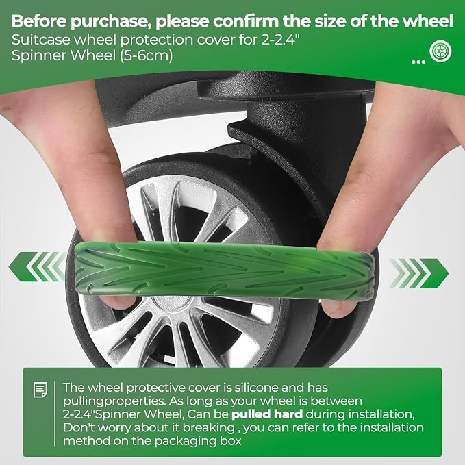 8Pcs Luggage Wheel Covers, Travel Accessories (Gradient Forest Green) | Wear-resistant & anti-noise silicone covers. Fits 2-2.4" wheels. Protects suitcase wheels. Travel essential for suitcases