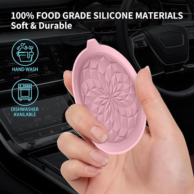 ME.FAN Car Cup Coasters [4 Pack] Silicone Cars Coasters - Universal Non-Slip Recessed Interior Accessories - Cup Holder Inserts Dusty Rose