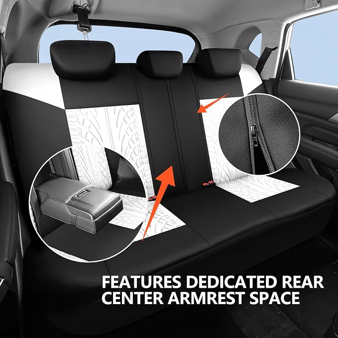 HChengkikz Car Seat Cover, Cloth and Washable (Black + White) | Breathable, Airbag compatible, Easy to Install, Universal Fit for Most Cars, Sedans, Truck, SUVs