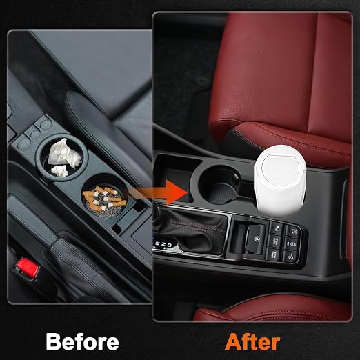Car Trash Can, Leakproof Mini Car Garbage Can Cup Holder with Lid | Car Door Trash Bin with 20 Trash Bags, Vehicle Front Back Seat Organizers and Storage for Car, Home, Office, White