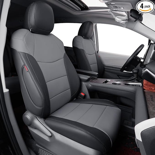 coverdream Sienna Seat Covers Custom Fit for 2021-2026 Toyota Sienna LE/XLE (8-Passenger),2nd Row Bench w/Removable Middle Seat,Waterproof Leather Car Seat Protector (Full Set,Black/Gray)