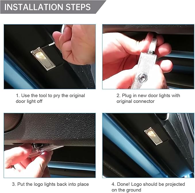 2PCS Never Fade Car Door Lights Logo Compatible with Dodge Challenger Accessories, Ghost Shadow Welcome Puddle Projection Light for SRT SXT GT Scat Pack RT
