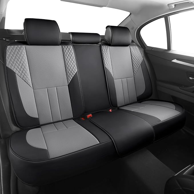 Universal Car Seat Covers for SUVs Sedans Trucks BlackGrey | universal fit, faux leather, waterproof, breathable, stain/scratch resistant, airbag compatible, anti-slip, easy install