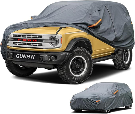 GUNHYI Premium Car Cover Custom Fit Ford Bronco 2 Door, 16 Layers Heavy Duty Car Cover Waterproof All Weather with Zipper Door for Sun Rain Snow Dust Uv Protection