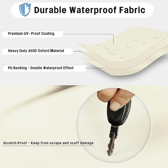 OutdoorLines Waterproof Tire Covers Set of 4 | UV Proof Trailer Wheel Cover for RV Jeep Trailer Camper, Universal Tire Covering Fits Diameters 24"-26", Off White
