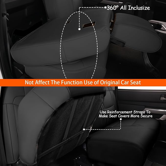 AOMSAZTO Custom Seat Covers for Toyota Tundra 2022 2023 2024 2025 2026 CrewMax SR SR5 Limited Platinum FFV TRD Pro Leather Car Seat Covers Full Set Black, Custom Fit Full Set Faux Leather Black