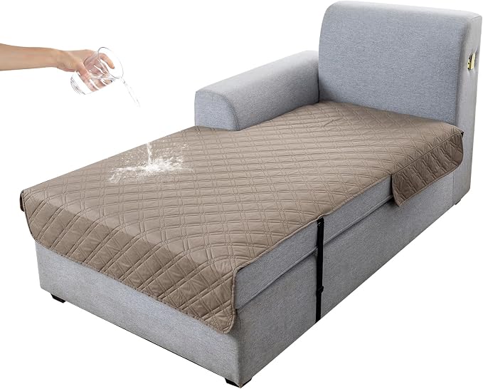 Genina L Shape Couch Cover, Sectional Couch Chaise Covers, Waterproof Washable Sofa Covers for Left L Shape Chaise Lounge, Anti-Slip Sofa Slipcovers for Dogs Cats Pet Friendly(Taupe)